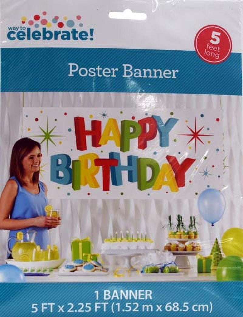 Multicolor Happy Birthday Poster Party Banner, 5' x 2.25', by Way To Celebrate