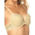 thumbnail image 6 of Deyllo Women's Lace Push Up Padded Plunge Add Cups Underwire Lift Up Bra, Beige 34D, 6 of 7