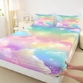thumbnail image 3 of Manfei Dreamy Princess 4 Pieces Queen Sheet Sets for Kids Teens,Starry Sky Ultra Soft Flat Sheet,Gradient Ombre Queen Fitted Sheet,Lightweight Room Decor, 3 of 7