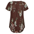 thumbnail image 6 of USSUMA Womens Tops Dressy Casual Summer Short Sleeve Floral Print Button Shirts for Women Trendy Plus Size Pleated Flowy V Neck T-Shirts Blouses for Women Plus Tunic, 6 of 6