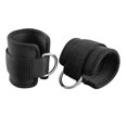 thumbnail image 1 of 2 Pack Ankle Straps with D-Ring for Leg Strength Training, Hemmed Ankle Loop, Elastic Rope Protection, Black, Silver, White, 1 of 4
