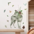 thumbnail image 1 of Adhesivos de pared con estampado floral, lobo artístico y piña, 1 of 3