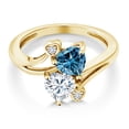 thumbnail image 2 of Gem Stone King 10K Yellow Gold Persian Blue Moissanite and White Moissanite and White Diamond Engagement Ring for Women (1.63 Cttw, Gemstone Birthstone, Heart Shape 6MM, Size 6), 2 of 6