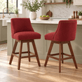 thumbnail image 2 of LEGAHOME Swivel Bar Stools Set of 2, 26” Upholstered Counter Height Bar Stools with Curved Backrest and Nailhead Trim, Modern Bar Stools with Wood Legs for Kitchen Island, Bar, Dining Room, Wine Red, 2 of 9