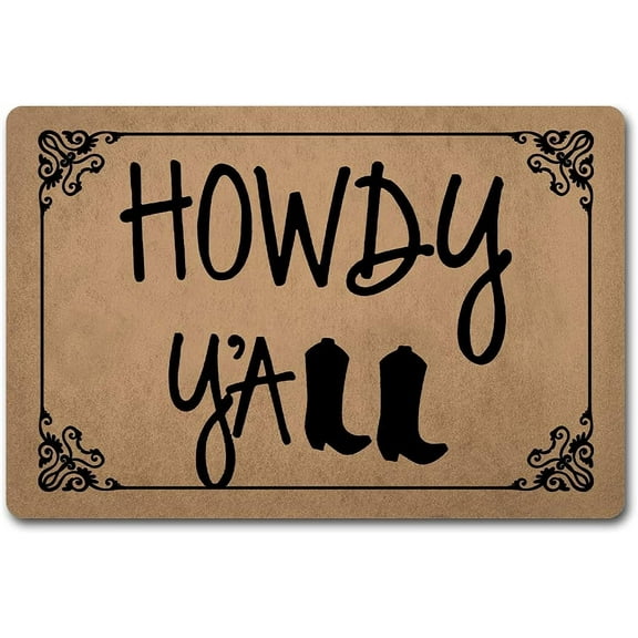 Howdy Y'all Cowboy Mats for Front Door Entry Front Porch Doormat Non-Slip Carpet Rugs Floor Mat Decorative for Home Bathroom Kitchen Indoor 18x30 Inch