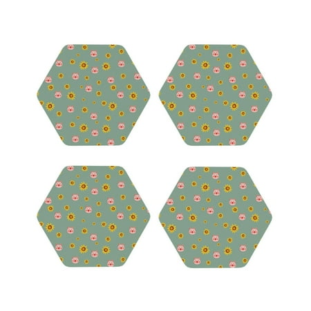 

Tideii Pig Face With Sunflower for Leather Coasters 4 Pieces Anti-fouling and Anti-scalding Decorative Coasters Suitable for Restaurants Kitchens Coffee Shops-Hexagon