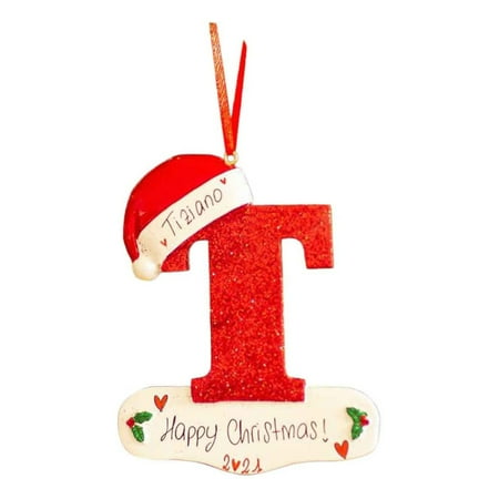 

ActFu Personalized Letter Pendant with Bead Lanyard Acrylic Xmas Shiny A-Z Hanging Ornament Party Supplies