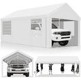 thumbnail image 3 of COBIZI Carport 10'x20' Large Heavy Duty Car Tent with Powder-Coated Steel Frame, Portable Garage with Removable Sidewalls & Doors, Car Canopy with All-Season Tarp for Outdoor Party, Birthday, White, 3 of 15