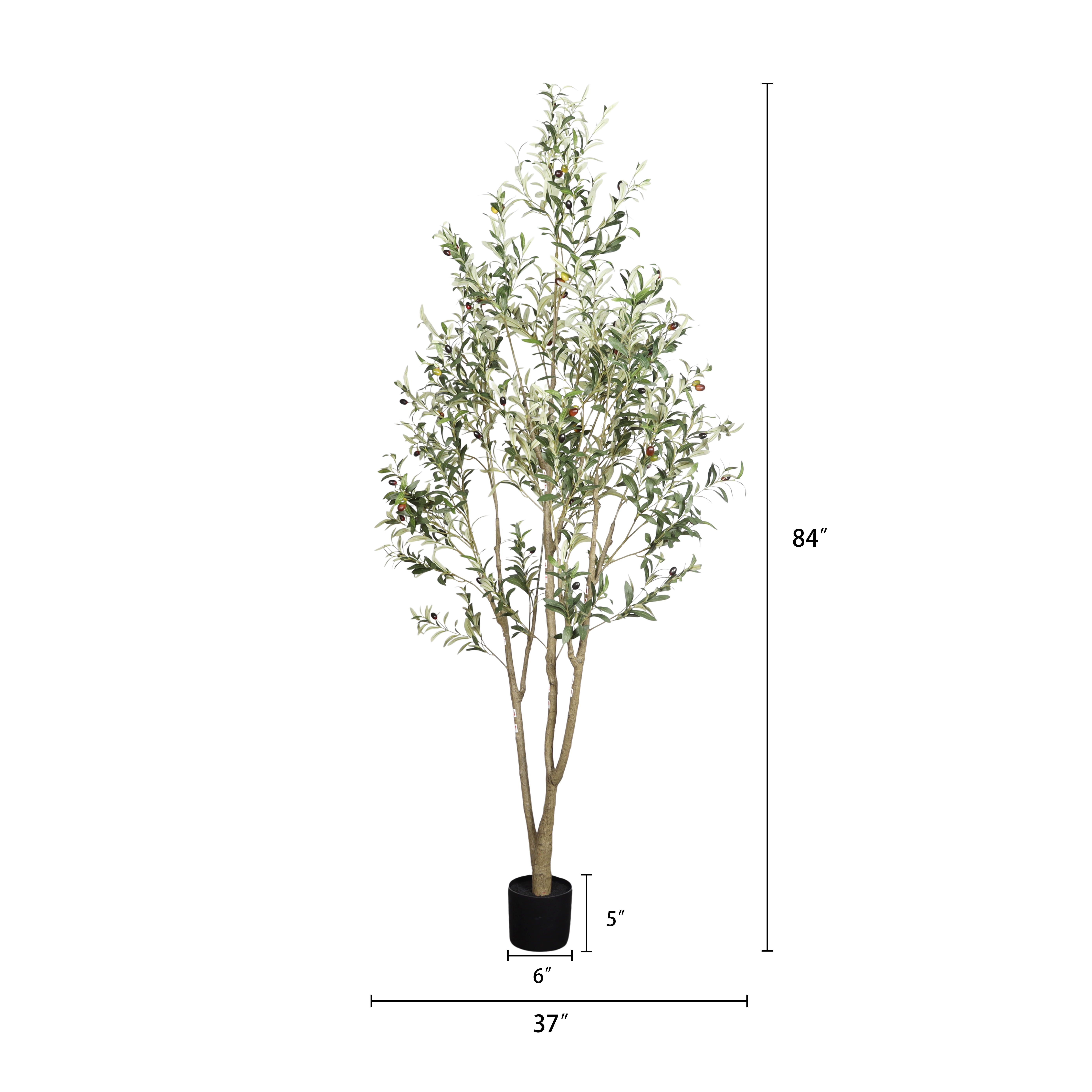 7ft Artificial Olive Plants with Realistic Leaves and Natural Trunk,Faux Olive Tree in Black Plastic Pot for Office Home