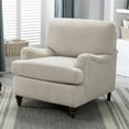 thumbnail image 2 of Bowery Hill Transitional Wooden Fabric Arm Chair in Sea Oat Beige, 2 of 11