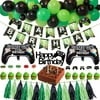 Golray Video Game Birthday Party Supplies Decorations for Gamer Boys, 34 Balloons Arch, Happy Birthday Banner, Tassel Banner, Cake Toppers, Gamepad Balloons, Game on Birthday Party Decorations for Men