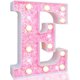 thumbnail image 2 of Pooqla Luces LED para Marquesina, Letra del Alfabeto con Purpurina Rosa iluminada, Letrero E, Funciona con Pilas para luz Nocturna, Fiesta de cumpleaños, Boda, Regalos para niñas, decoración navideña, 2 of 4