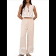 thumbnail image 1 of Conjunto de 2 Piezas para Mujer para Vacaciones: Camiseta Sin Mangas Estilo Bohemio y Pantalón , Conjunto Informal de Verano. Albaricoque XL, 1 of 9