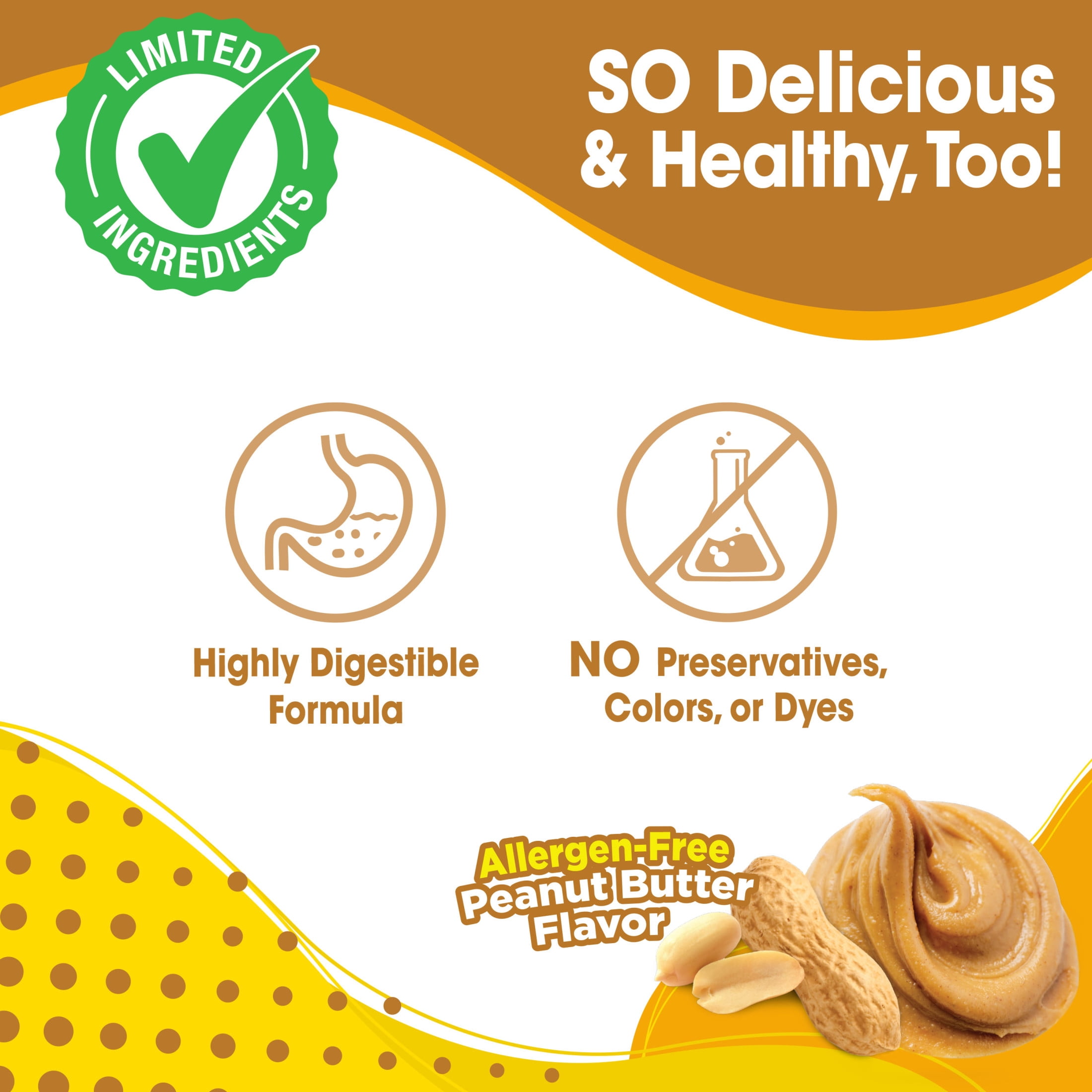 Nylabone Nubz Natural Dog Treats for Large Dogs, Peanut Butter Flavor Dog Bones, Large - 30+ lbs., 1.7 lb. Pouch, 15 Count