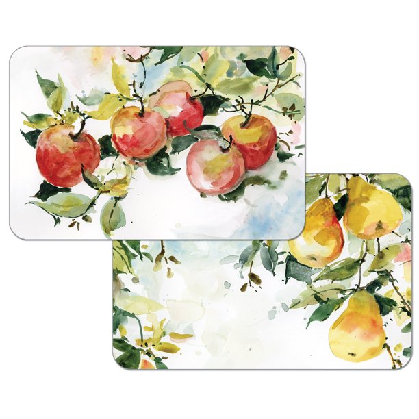 WipeClean Reversible Decofoam Placemats, Watercolor Fruit, Set of 2