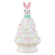 Easter Ceramic Tree,Light-Up Bunny Easter Decorations,Pink Bunny Tree Easter Decorations for Indoor Spring Home Office Tabletop Bunny Rabbit Pink Tree Home Decor