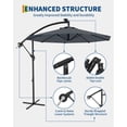thumbnail image 2 of Parasol Déporté de Patio 10 Pi – Rotation à 360°, Inclinaison Infinie, Polyester Résistant à la Décoloration, 8 Nervures Robustes, Pare-Vent pour l'Extérieur Cour Arrière, Pelouse, Jardin, au Bord de la Piscine – Gris, 2 of 7