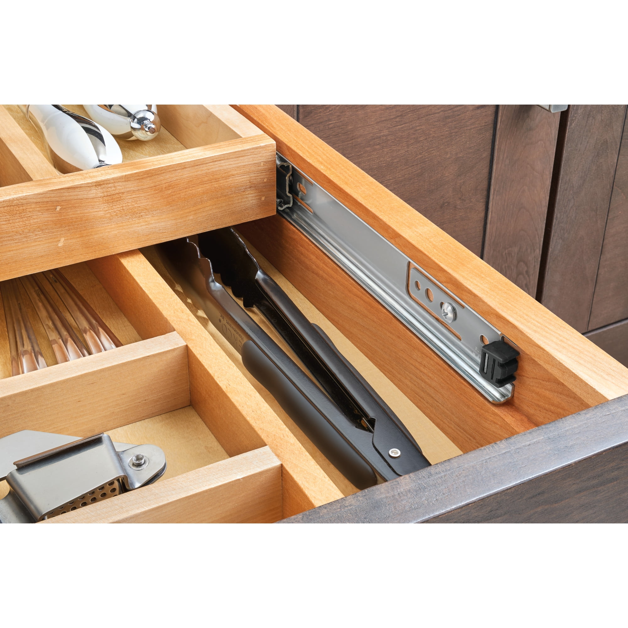 TCD18 - Wood Tiered Cutlery Drawer Organizer (fits 18 wide drawers) -  includes full extension undermount Soft Close glide set - 25-1/8 W x  19-5/8 D