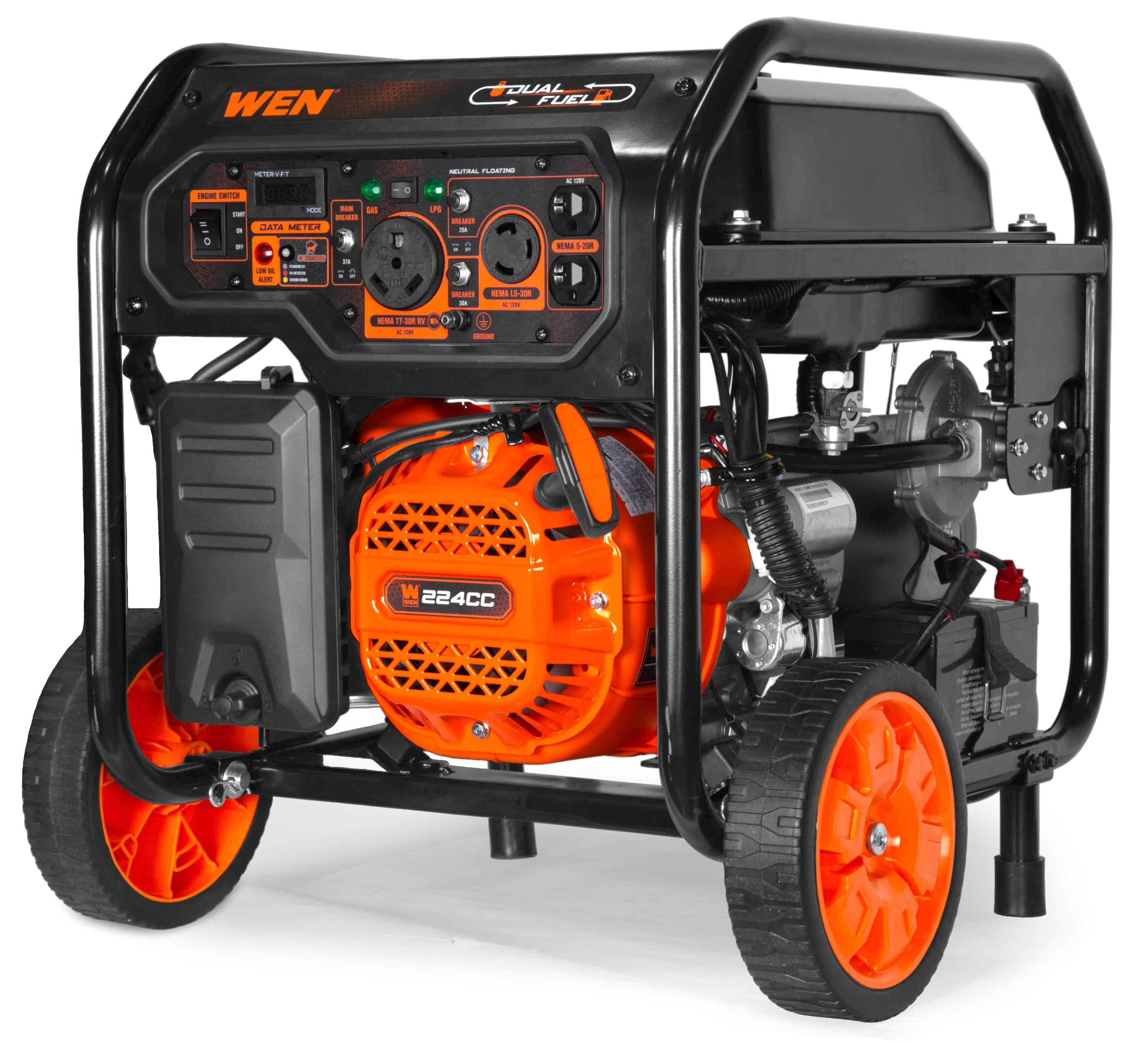 WEN 5,600-Watt Dual Fuel Portable Generator with Wheel Kit, Electric Start, and CO Watchdog (DF5600X)