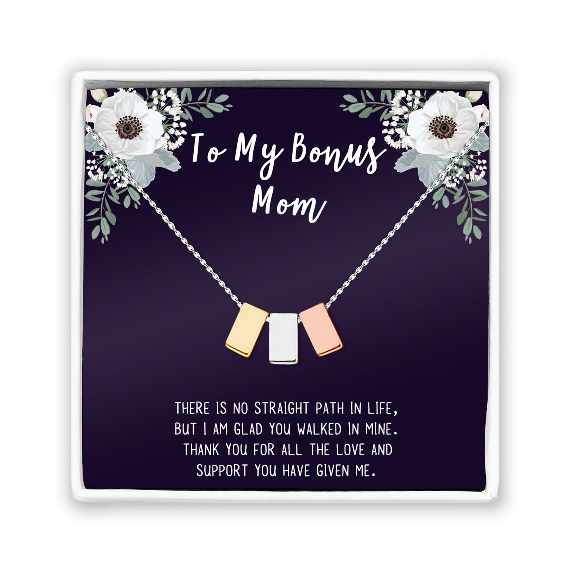 Jewelry Gift for Mother's Day, Card and Necklace Gift for Step Mom, Cube Necklace for Mother's Day, Jewelry for Step Mom Mother's Day Gift [Multi-Color Cube, No-Personalized Card]