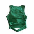 thumbnail image 4 of GiLiling Kids Solid Color Hollow Out Backless Camisole Vest Round Neck Fashion Top (Green, 18-24 Months), 4 of 8