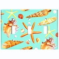thumbnail image 2 of Metal Light Switch Wall Plate Outlet Cover (Colorful Ocean Crab Star Fish Sea Shell Teal - Triple Toggle), 2 of 2