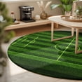 thumbnail image 3 of Round Rugs 6Ft, Green Football Field Round Area Rug Washable Indoor Throw Carpet, Modern Balls Sport Games Match Soft Non Slip Circle Rug for Office Cabinet Home Decor Aesthetic, 3 of 8
