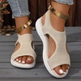 thumbnail image 2 of Flip Flops for Women Boho Flower Slip on Wedge Sandals Casual Summer Platform Orthopedic Walking Shoes Beige Size 6, 2 of 8