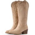 thumbnail image 2 of IUV Suede Cowboy Boots for women- Western Pointed Toe, Mid Calf Pull-On Boots, 2 of 6