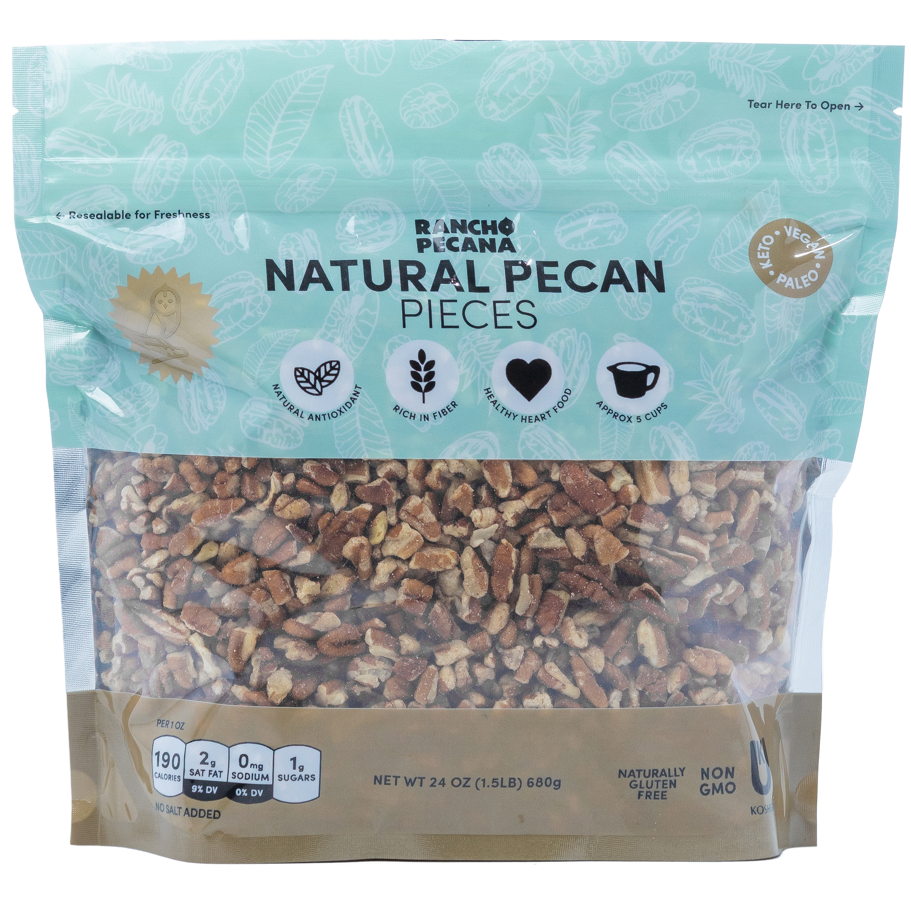 Rancho Pecana Natural Pecan Pieces, NonGMO, Grain and Naturally GlutenFree Heart Healthy