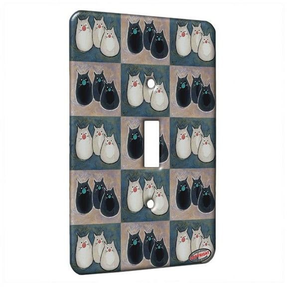 KuzmarK™ Single Gang Toggle Switch Wall Plate - Three Red Nose Reindeer Kitties Christmas Cat Pattern Art by Denise Every