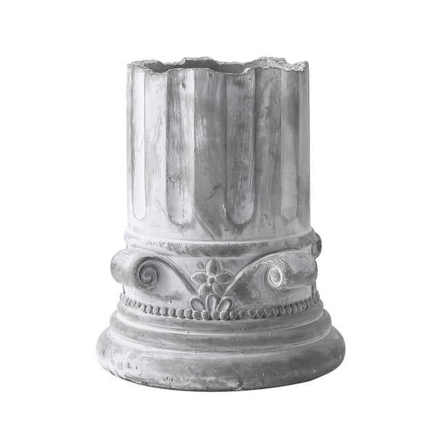 Maceta de cemento con diseño vintage de columna romana