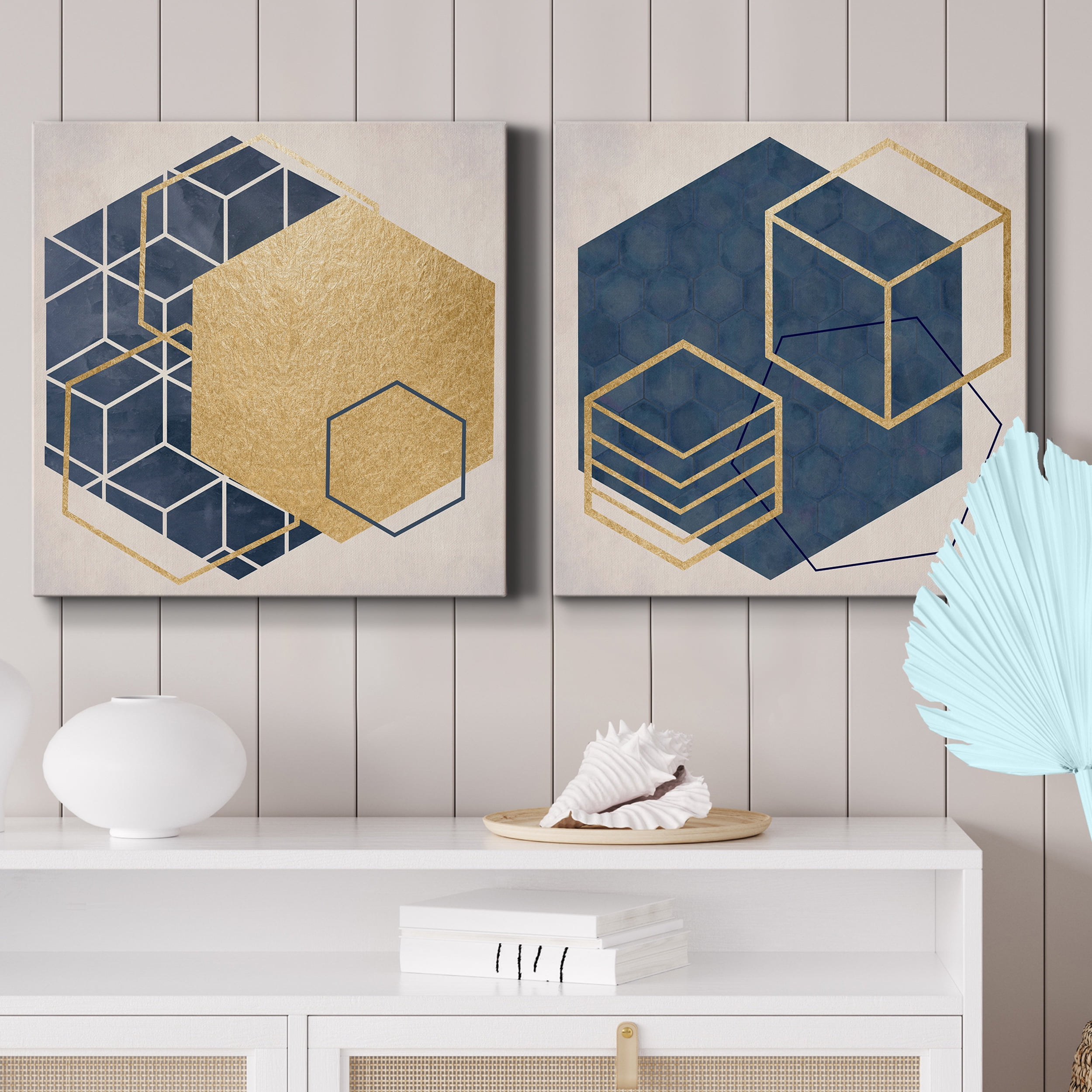 Geo I - Premium Gallery Wrapped Canvas - Ready to Hang Set of 2 - 16 x 16 Each