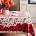 thumbnail image 6 of Romantic Valentines Day Pink Plaid Red Roses Love Hearts Tablecloth Cloth Rectangle Washable Table Covers for Indoor Outdoor Dining Table Home Party Decorations 60x104 Inch, 6 of 6