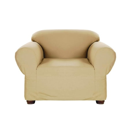 Solid Stretch Jersey - Linen Store Stretch Jersey Slipcover, Soft Form Fitting, Solid Color (Chair, Tan)