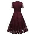 thumbnail image 6 of UoCefik Womens Short Sleeve Wedding Guest Dress A-Line Lace Formal Party Cocktaill Midi Dress Prom Wine XXL, 6 of 7