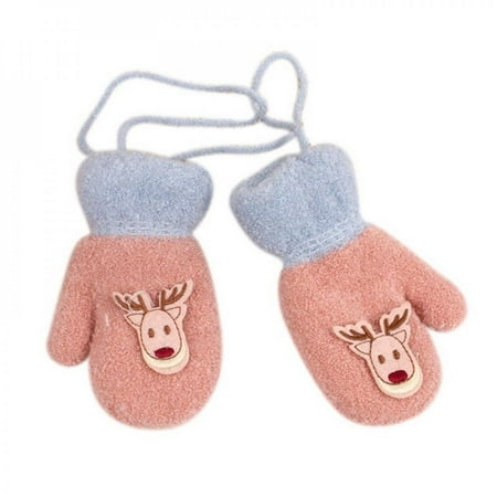

[Christmas decorations]Cartoon Hanging Neck Children s Gloves Mittens Double Thick Warm Gloves Winter Baby Boys Girls Gloves Christmas Gift Birthday Gift