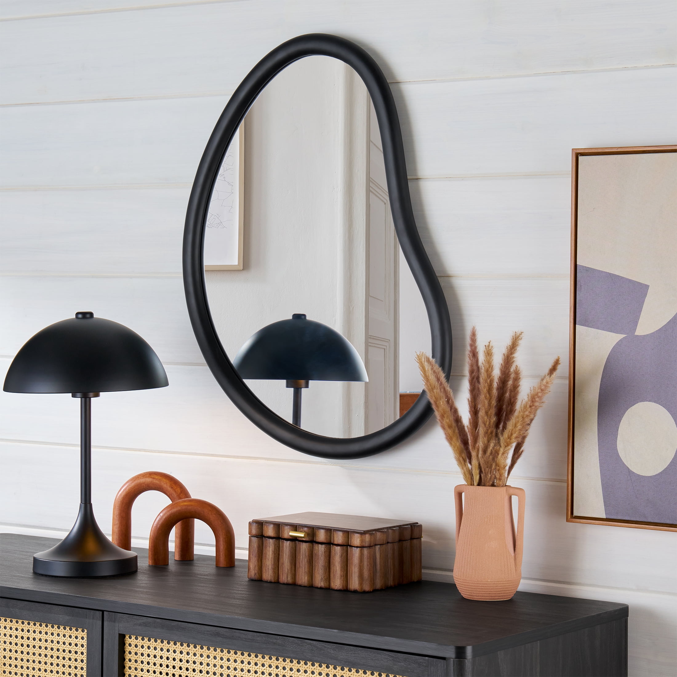 Better Homes & Gardens Soft Organic Wood Frame Wall Mirror, 23.7x30 Inch, Black