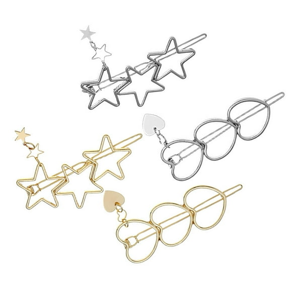 Milisten 4Pcs Alloy Star Hair Clips Decorative Bobby Pins for Women Girls Hair Side Clips Party Accessories