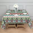 thumbnail image 3 of Teal and Orange Geometric Boho Pattern Square Tablecloth,Waterproof Square Table Cover,Wipeable Spillproof Washable Table Cover for Home Kitchen Party Decor 60"x60"(152x152cm), 3 of 6