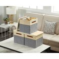 thumbnail image 1 of DECOMOMO 3-Pack Stackable Foldable Cube Storage Bin W/ Lids | Rugged Canvas Fabric Container with PU Handles, 1 of 10