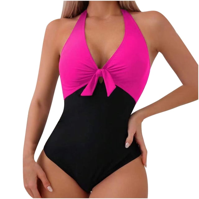 Conjunto de Bikini de Cintura Alta para las Mujeres sin Mangas Traje de Baño Sólido, Empujado Acolchado Traje de Baño de Corte Alto Ropa de Playa