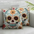 thumbnail image 3 of COMIO  Cushion Covers Colorful Skull with Floral Ornament Hand Drawn Square Soft,Pillow Cases Decor for Couch Bedroom Sofa Living., 3 of 5