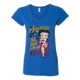 thumbnail image 2 of Wild Bobby Betty Boop America Land of the Free Home of the Brave Betty Boop Women’s Standard V-Neck Tee, Royal, Medium, 2 of 5