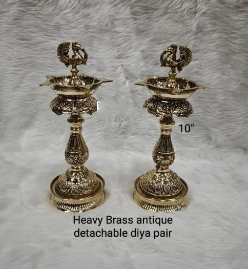 brass peacock fully carved diya oil lamp set for housewarming/diwali festival/ gift item