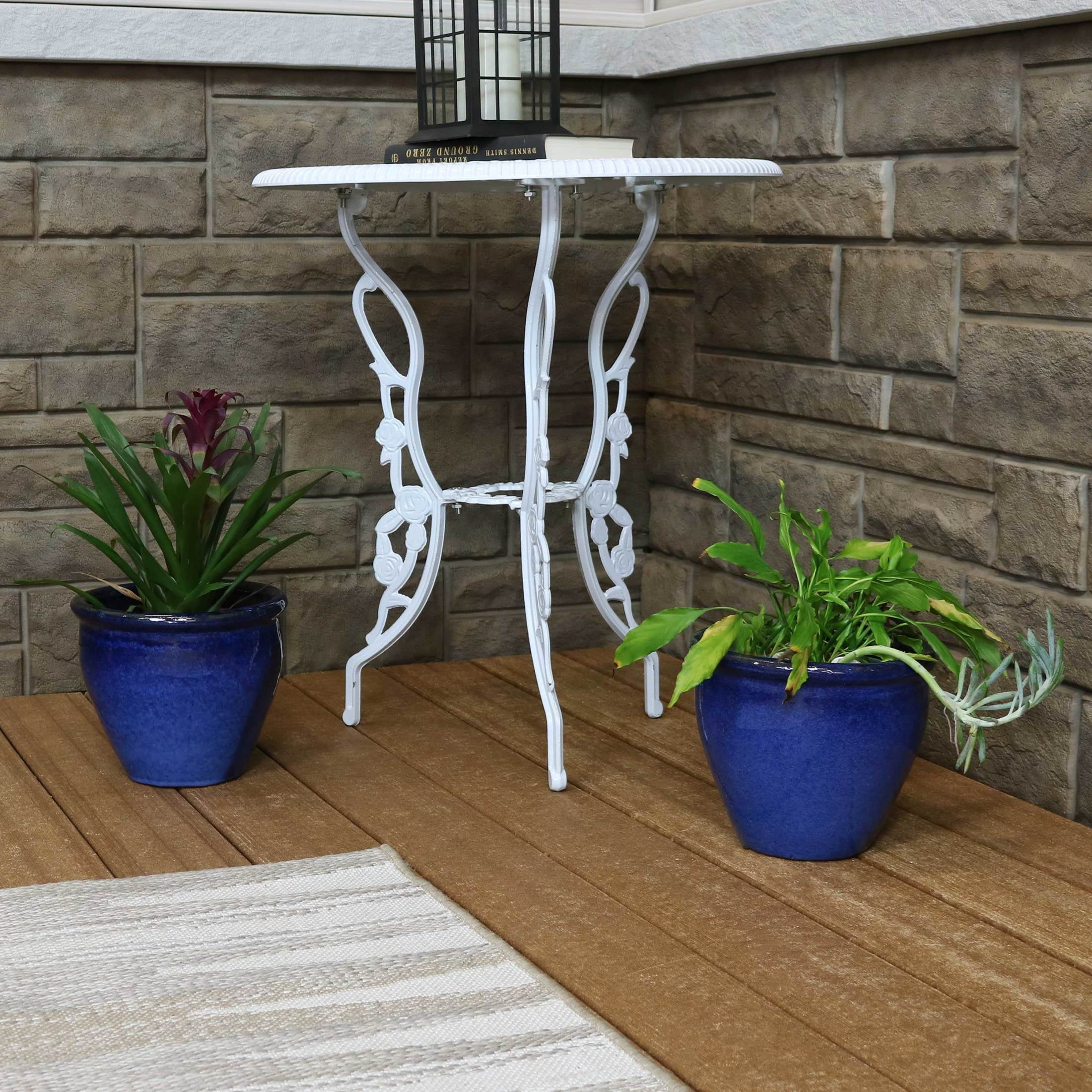 Sunnydaze Chalet 9.5" x 9.5" x 8" Round Imperial Blue Ceramic Outdoor Planter 2-Count