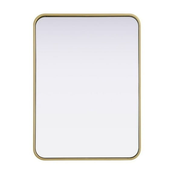 Elegant Decor Contour Metal Rectangle Mirror 22x30 in Brass