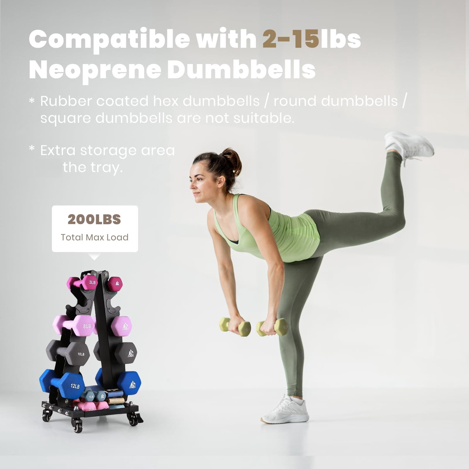 Solid Steel Dumbbell Rack Stand Only  A-frame Portable Weight Storage Organizer With Optional Tray And Wheels For Home Gym Fitness (200lbs/300lbs/700lbs Capacity Available)