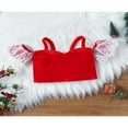 thumbnail image 4 of Toddler Girls Autumn 2Pcs Outfit Sets Short Sleeve Off Shoulder Tops + Red Flared Pants, 4 of 9
