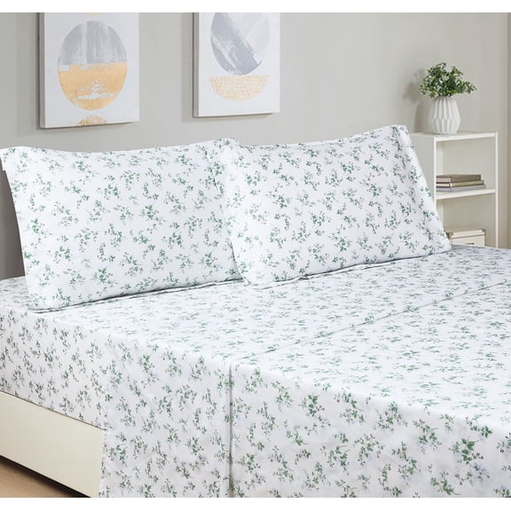 Mulan Blue White Floral 100% Cotton Sheet Set